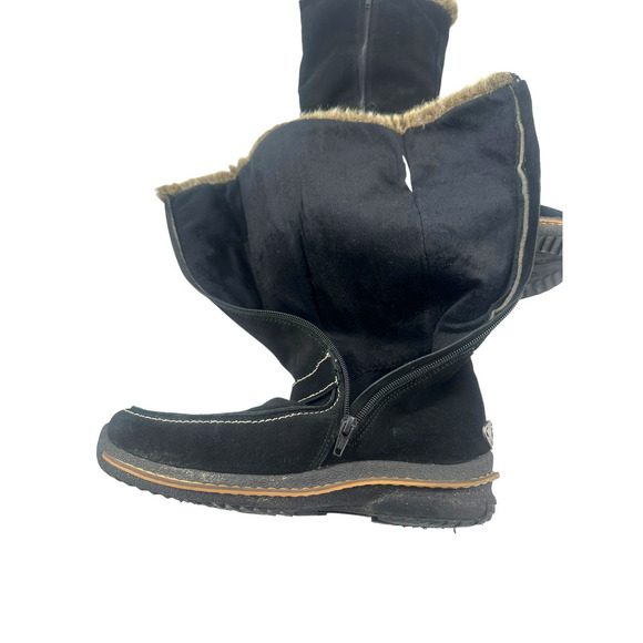 Apres by Lamo Black Suede Side Zip Winter Boots Lamb Wool Insoles Sz 9 - Picture 7 of 10